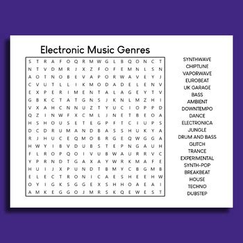 genre electronic|electronic genre crossword.